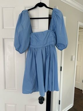 Abercrombie & Fitch Sky Blue Puff Sleeve Mini Dress